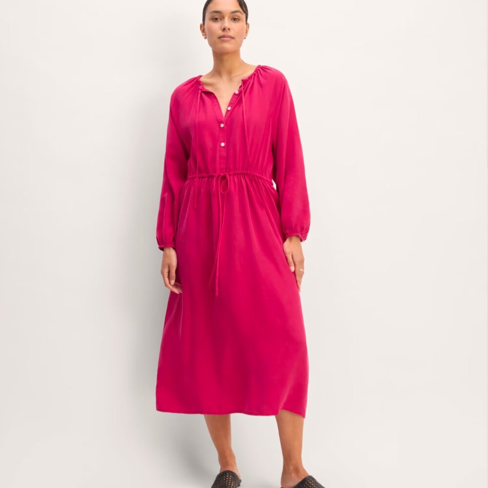 Everlane tencel gathered dress red currant M